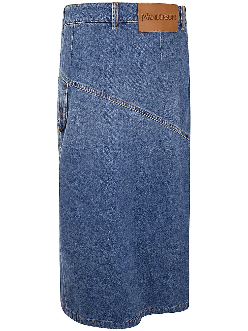 JW ANDERSON TWISTED MIDI SKIRT DENIM