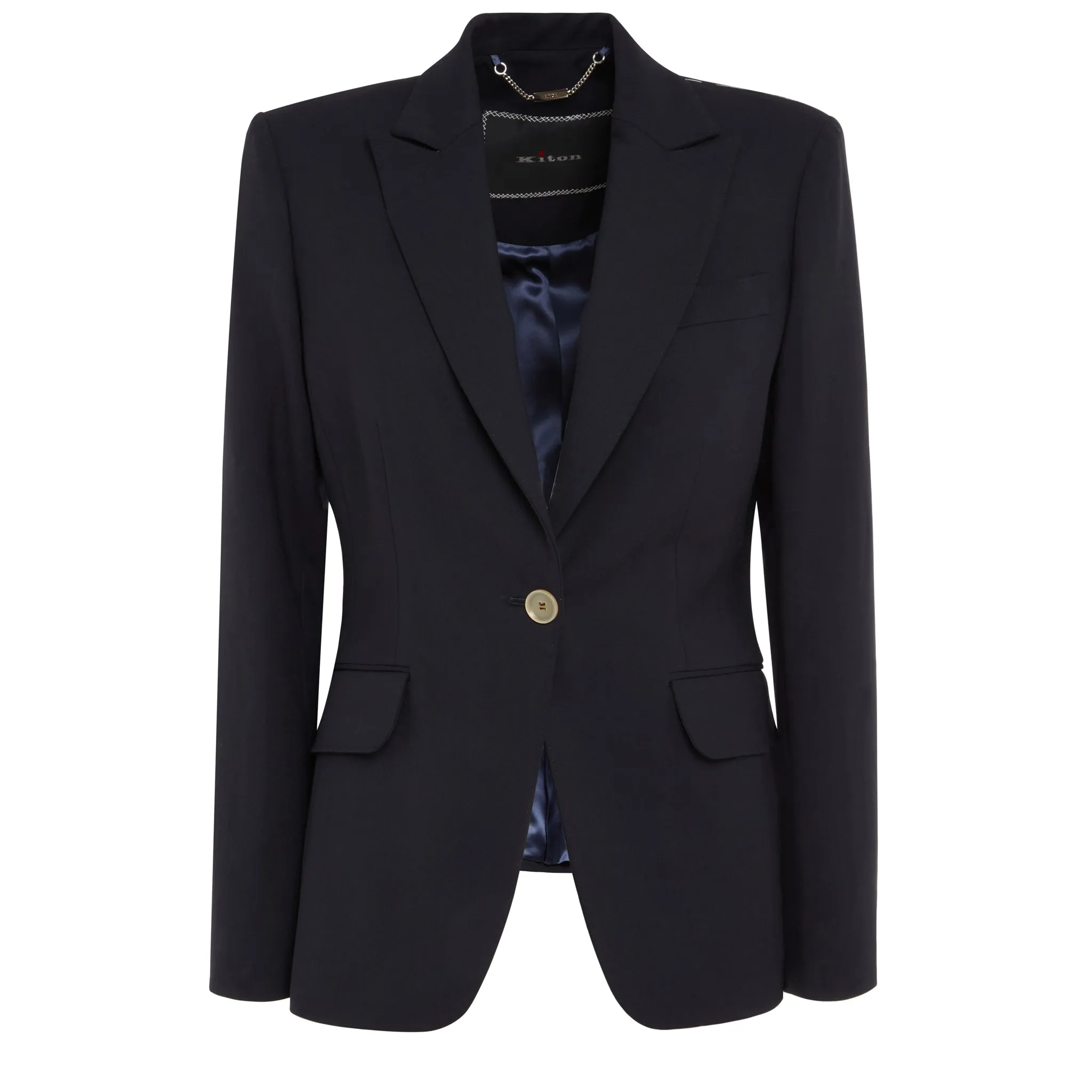 KITON  Giacca mono petto in lana blu