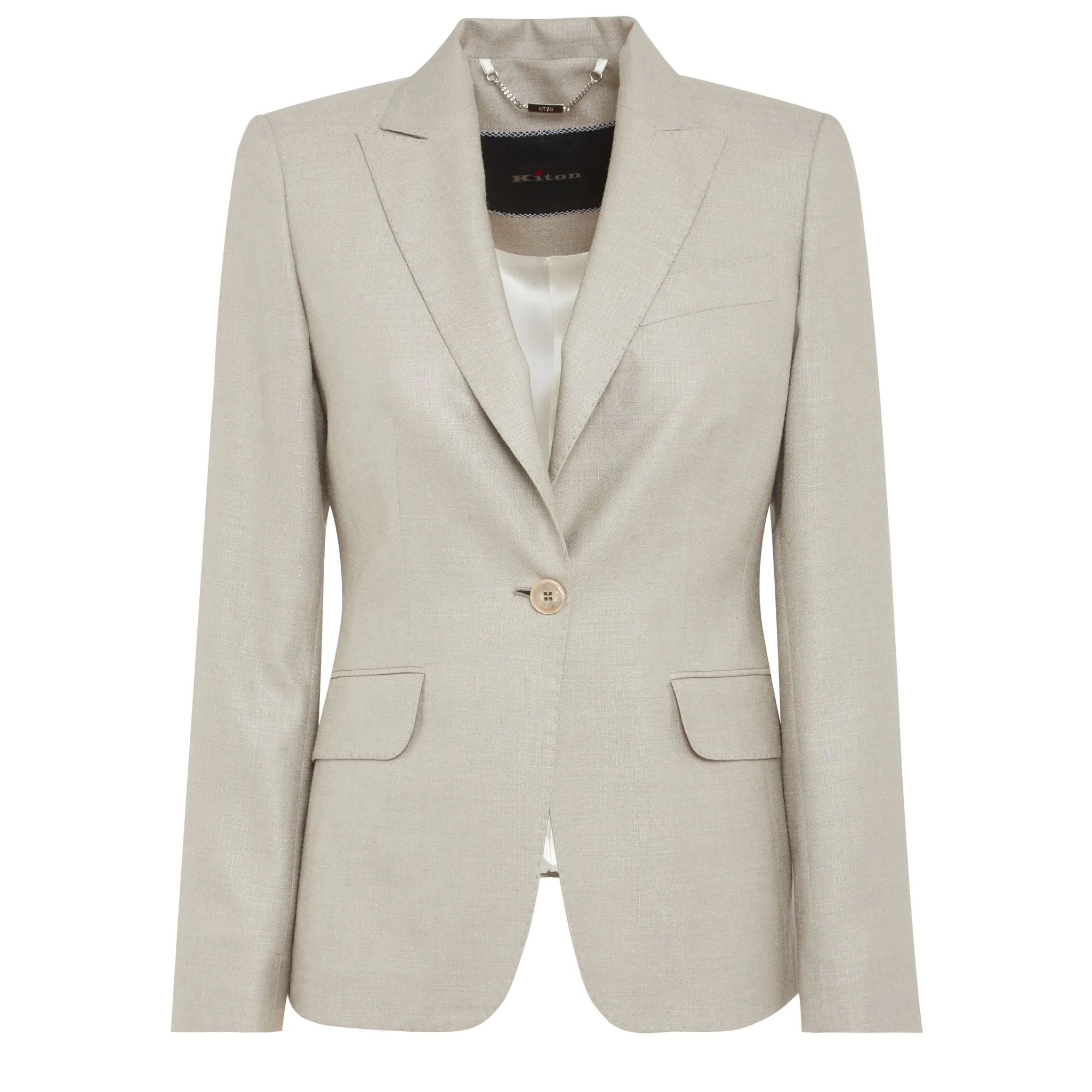 KITON  Giacca mono petto in seta grigia