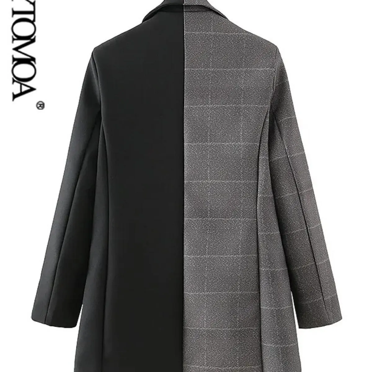 Kpytomoa Cappotto blazer patchwork doppio petto moda donna Tasche maniche lunghe vintage Capispalla femminile Chic Topsblaz