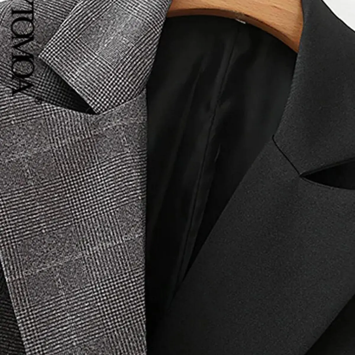 Kpytomoa Cappotto blazer patchwork doppio petto moda donna Tasche maniche lunghe vintage Capispalla femminile Chic Topsblaz