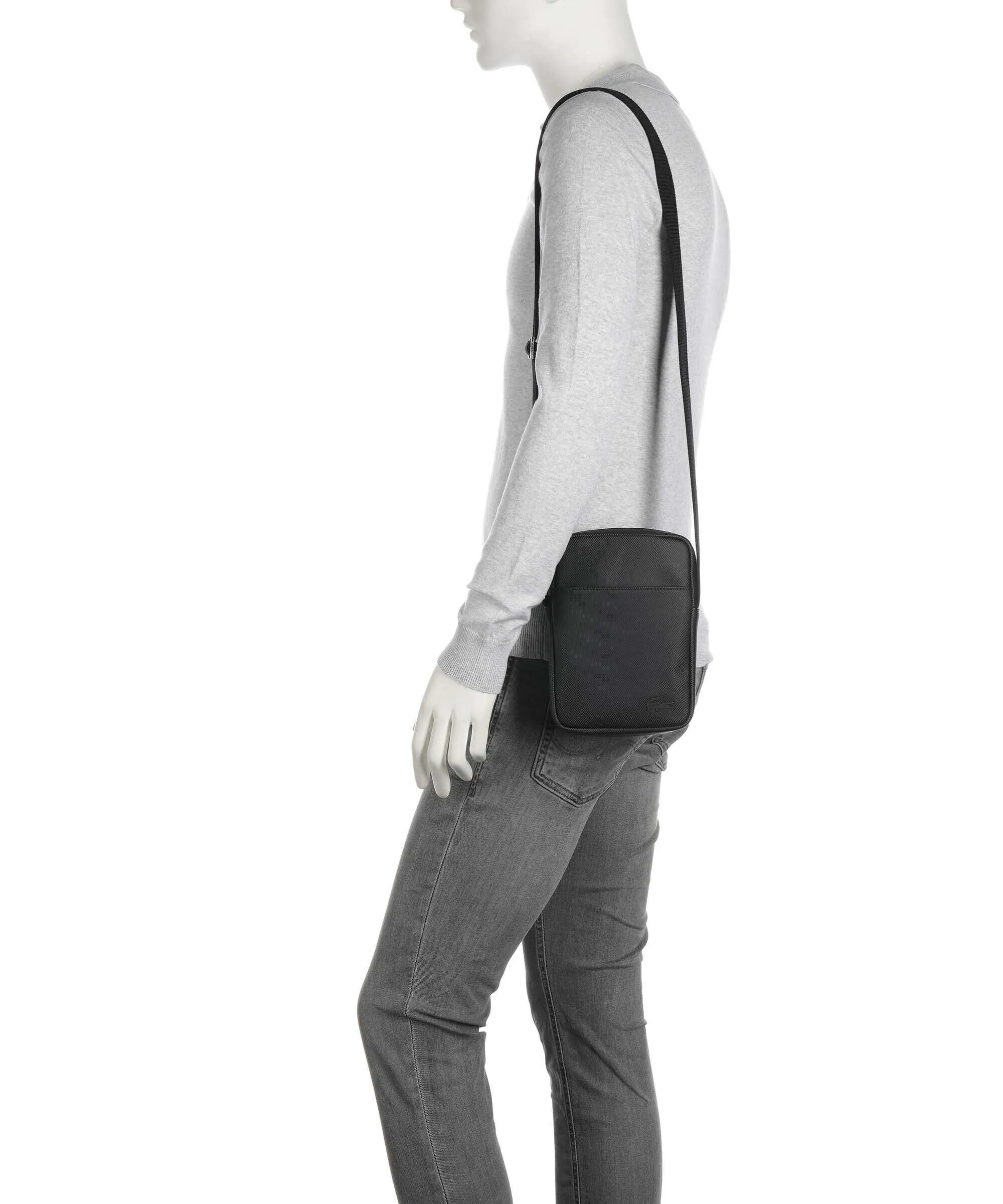  Lacoste Mens Classic Borsa a tracolla poliuretano nero  