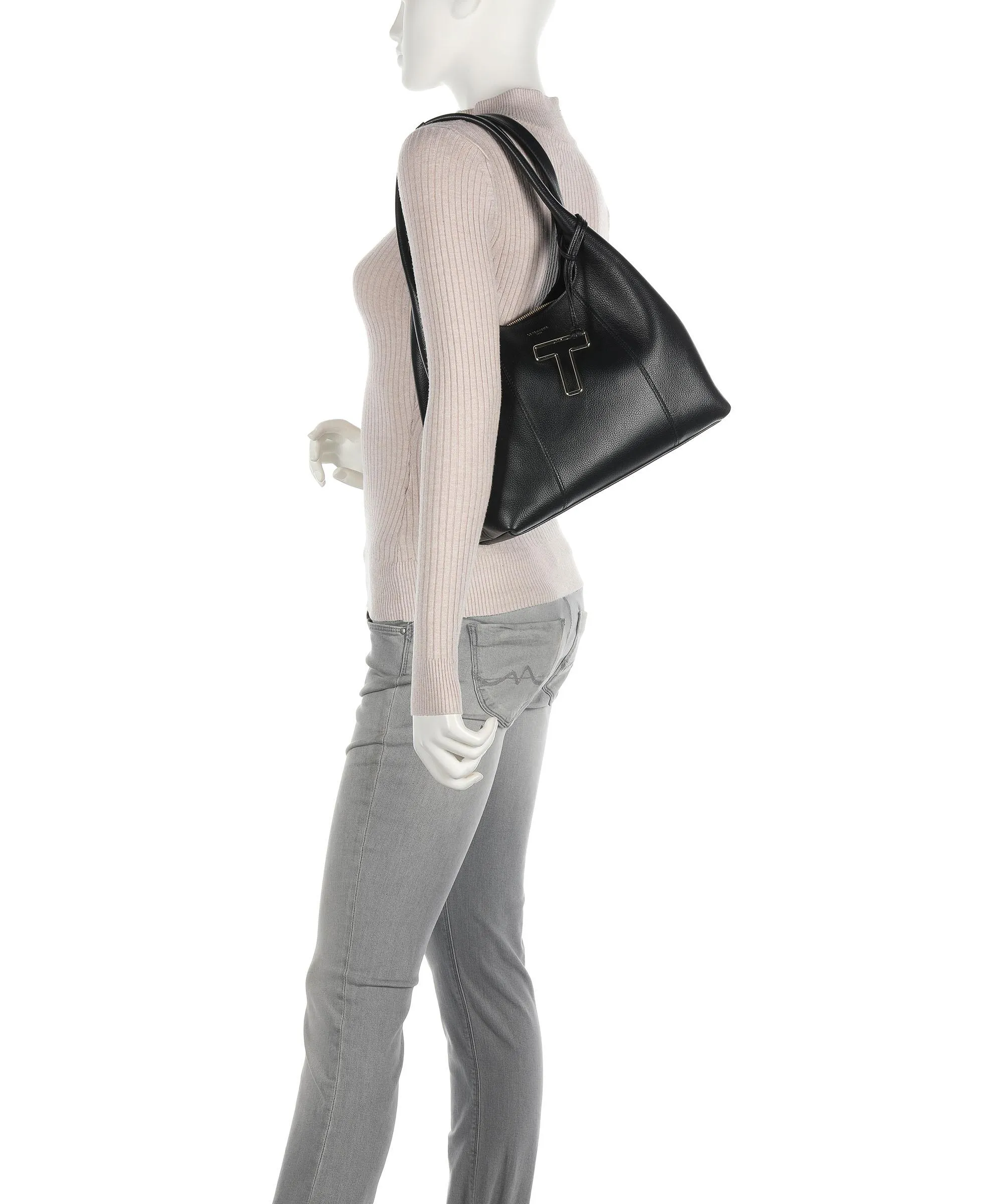  Le Tanneur Juliette Borsa hobo pelle di vacchetta grana nero  