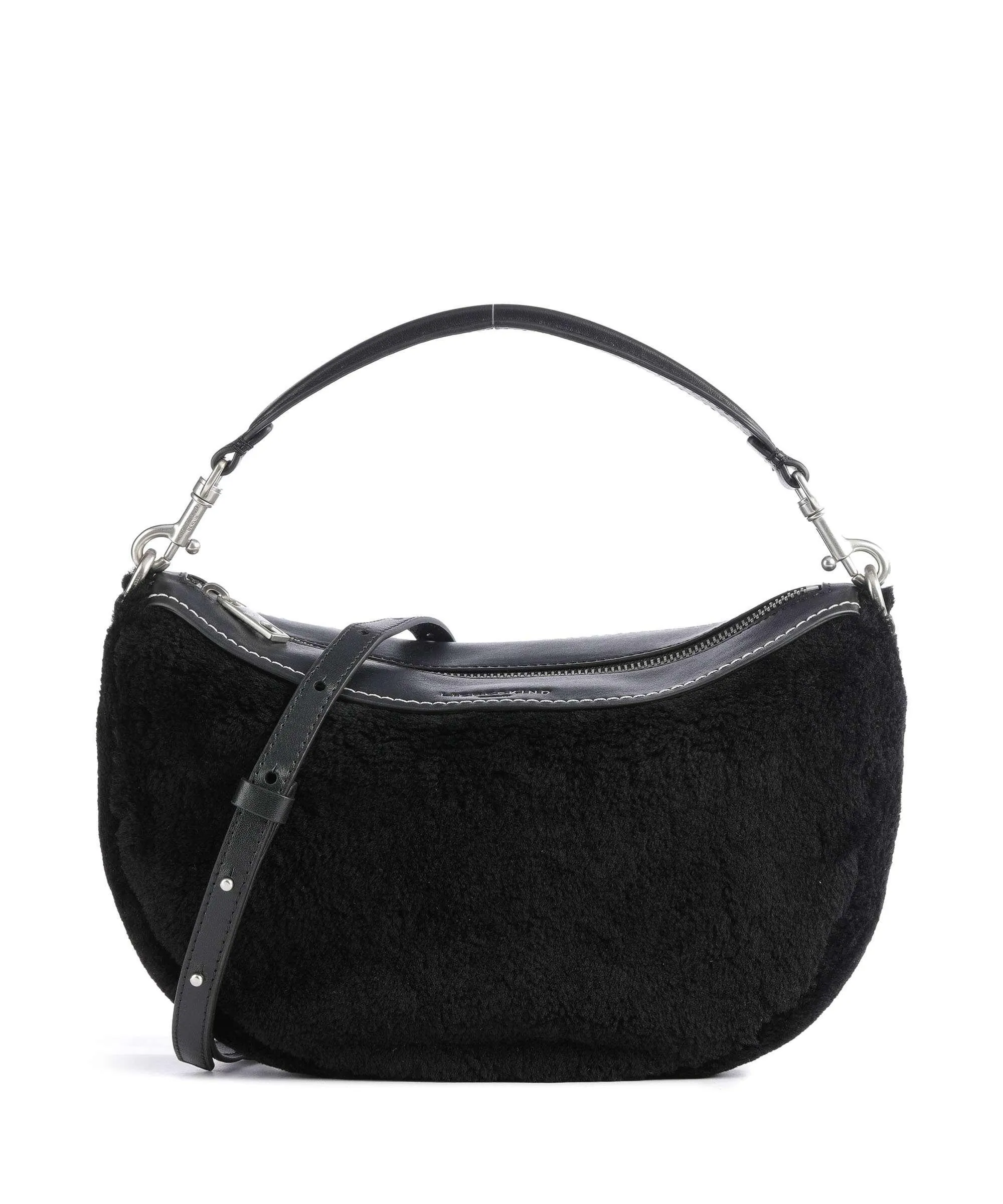  Liebeskind Melli Shearling S Borsa hobo pelle a grana fine, eco-pelliccia nero  