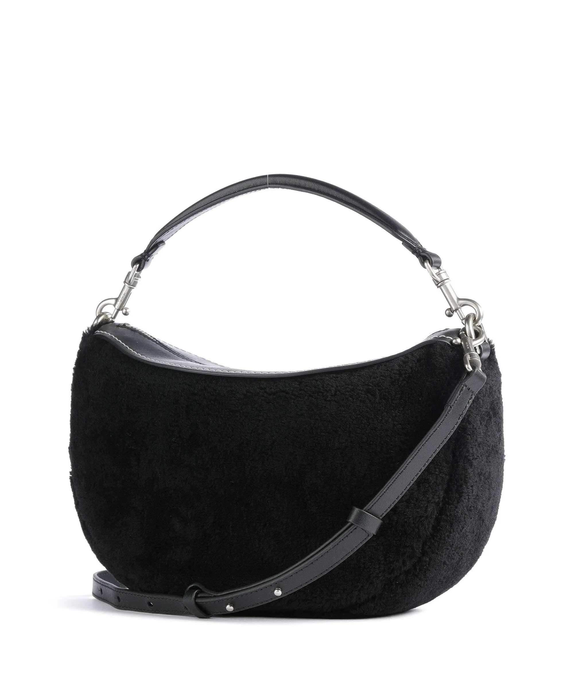  Liebeskind Melli Shearling S Borsa hobo pelle a grana fine, eco-pelliccia nero  