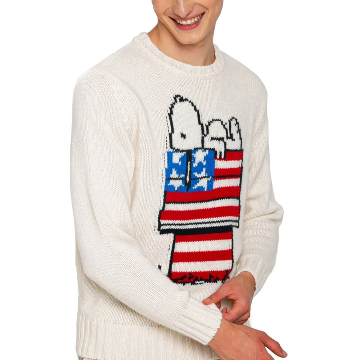 Maglione Con Stampa Jacquard, Bianco