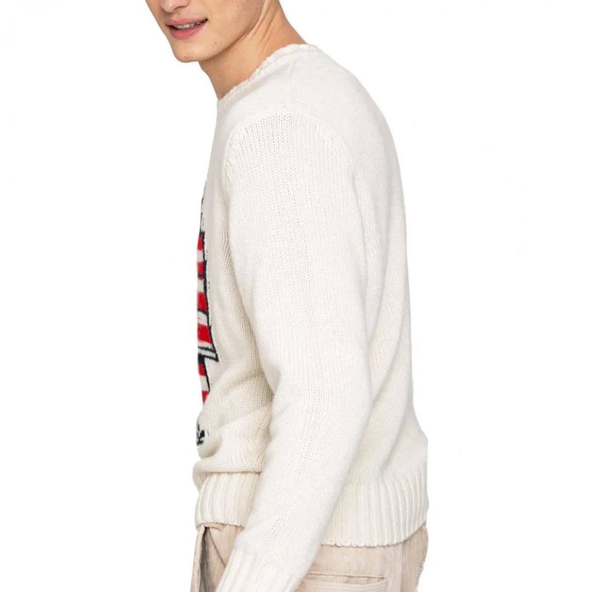 Maglione Con Stampa Jacquard, Bianco