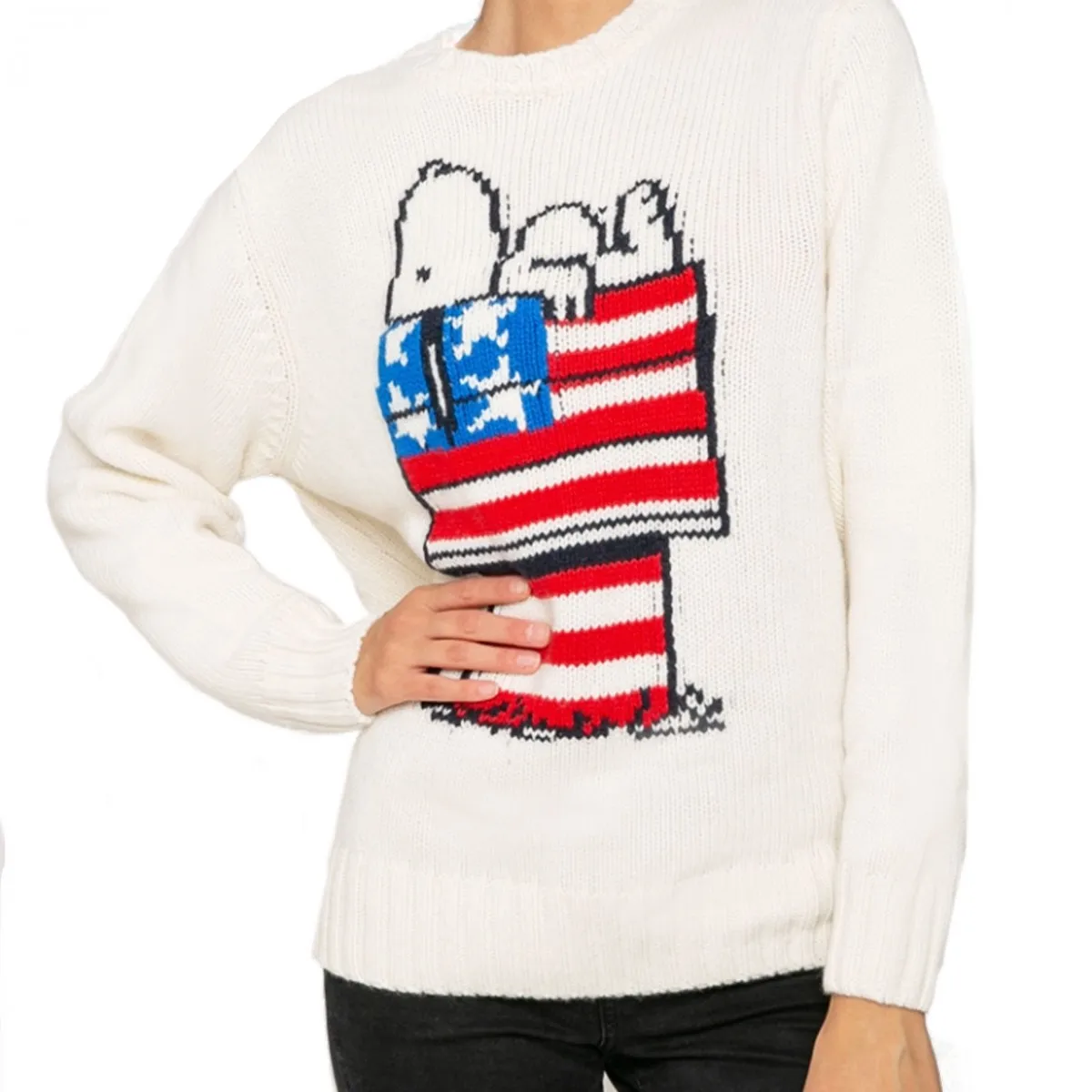Maglione Con Stampa Jacquard, Bianco