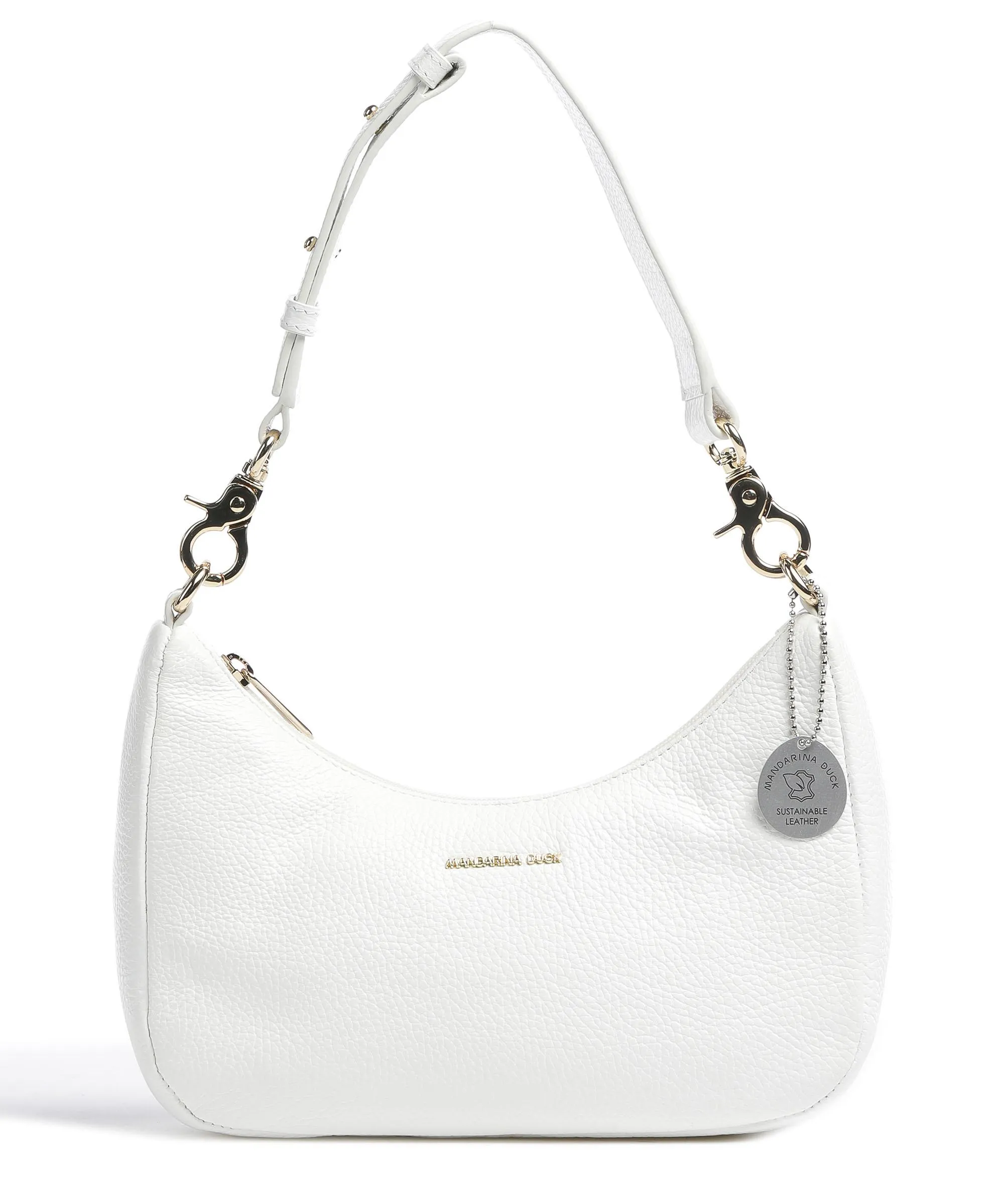  Mandarina Duck Mellow Leather Borsa a spalla pelle di vitello grana bianco  