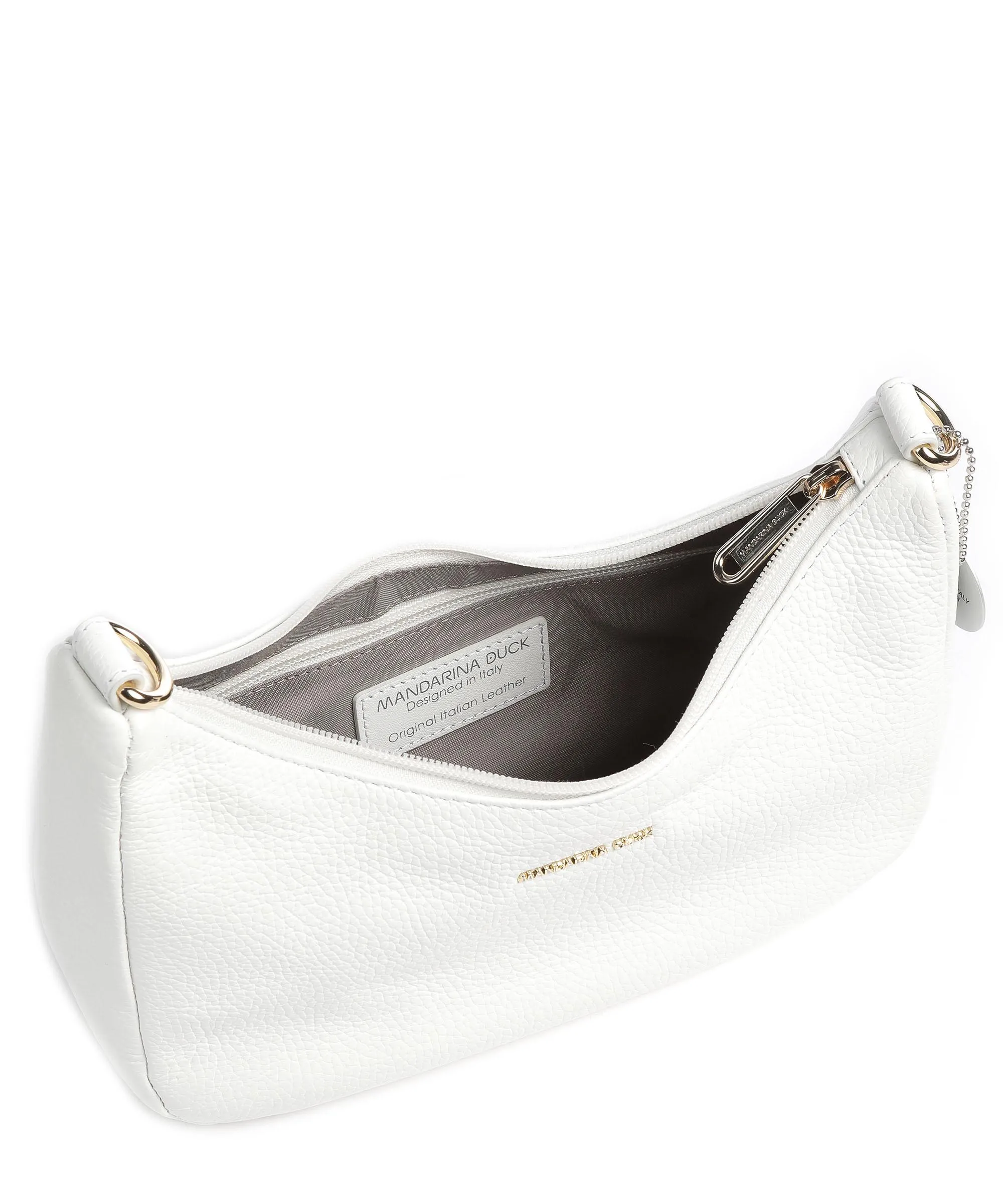  Mandarina Duck Mellow Leather Borsa a spalla pelle di vitello grana bianco  