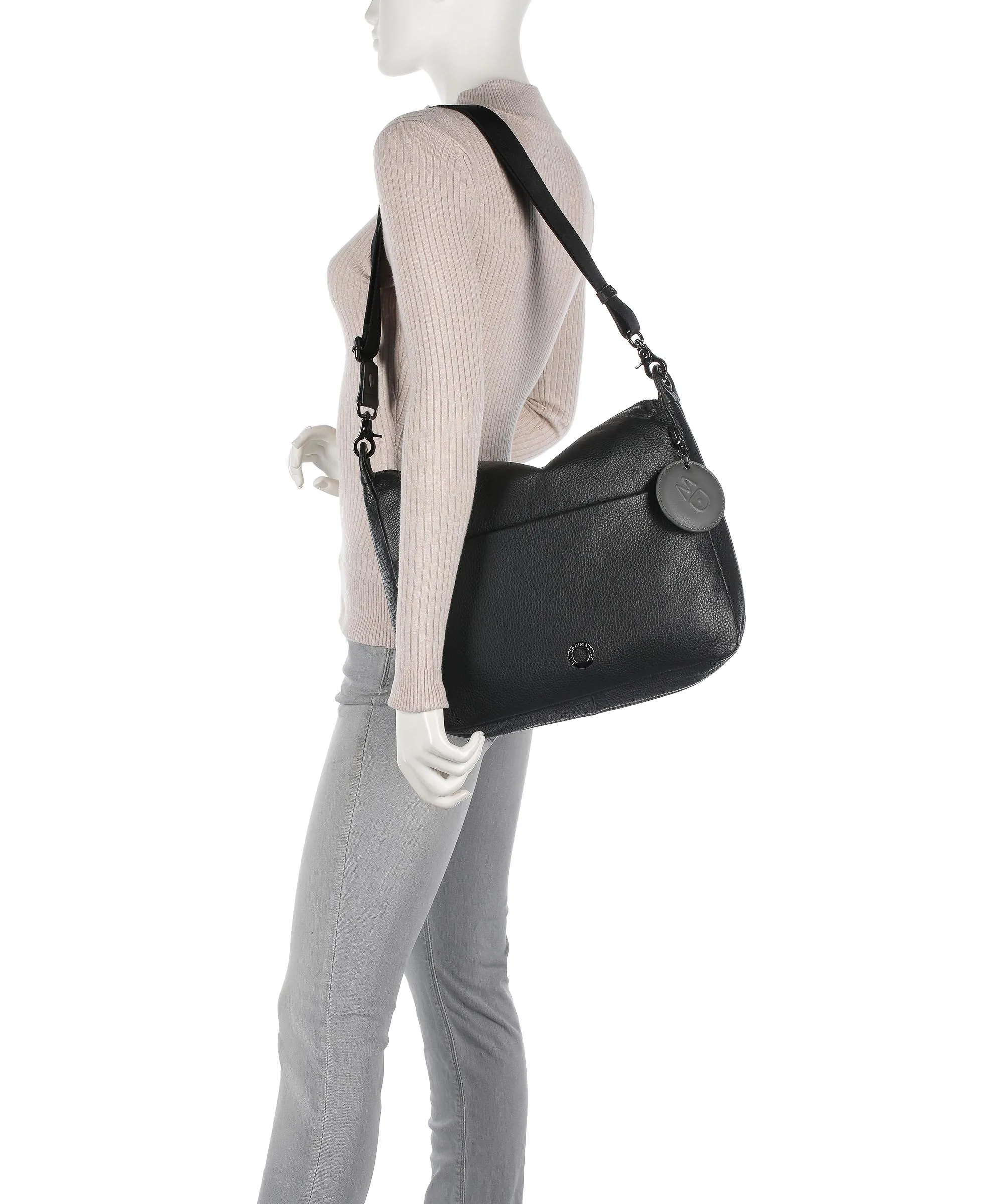  Mandarina Duck Mellow Leather Borsa a spalla pelle di vitello grana nero  