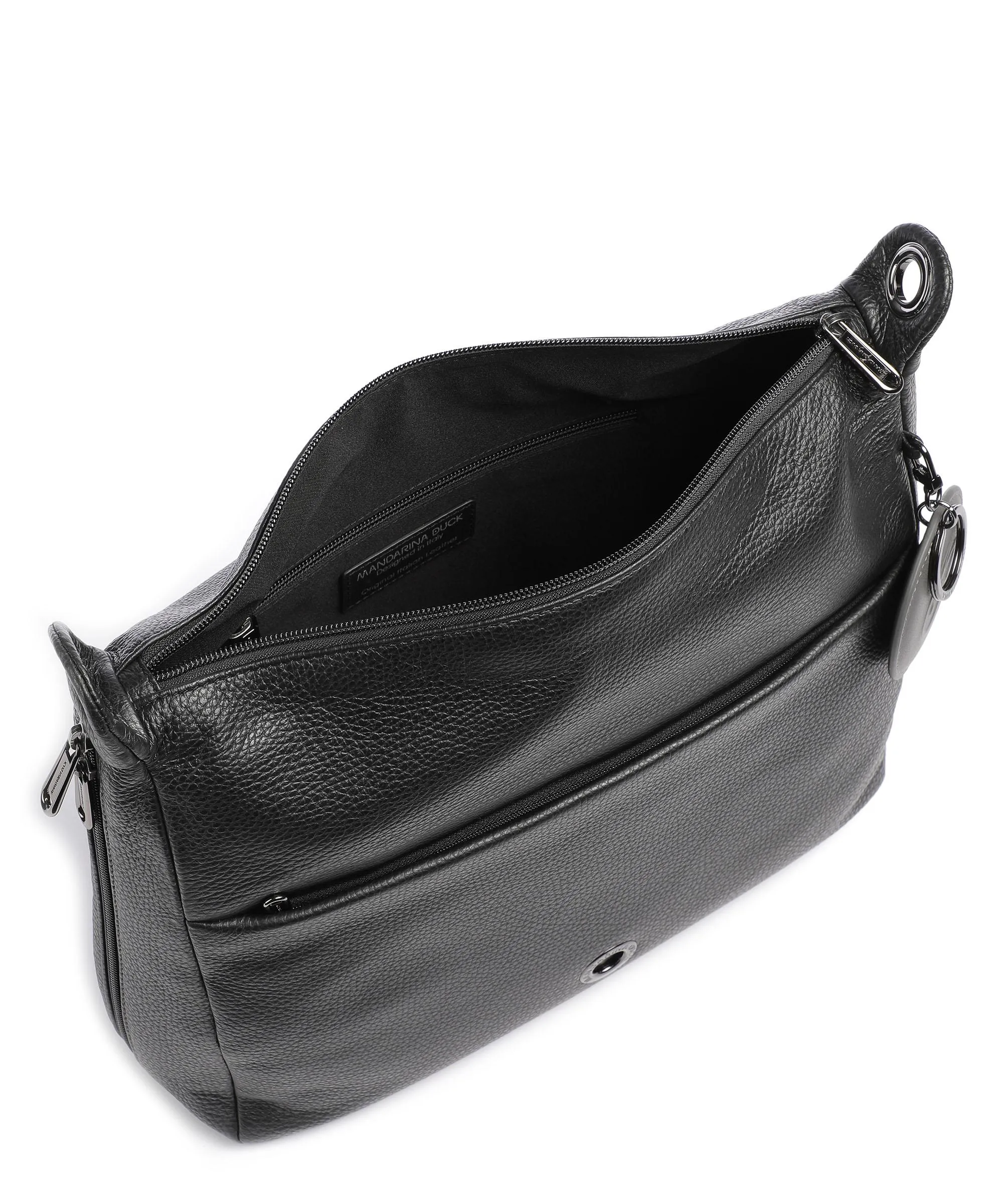  Mandarina Duck Mellow Leather Borsa a spalla pelle di vitello grana nero  