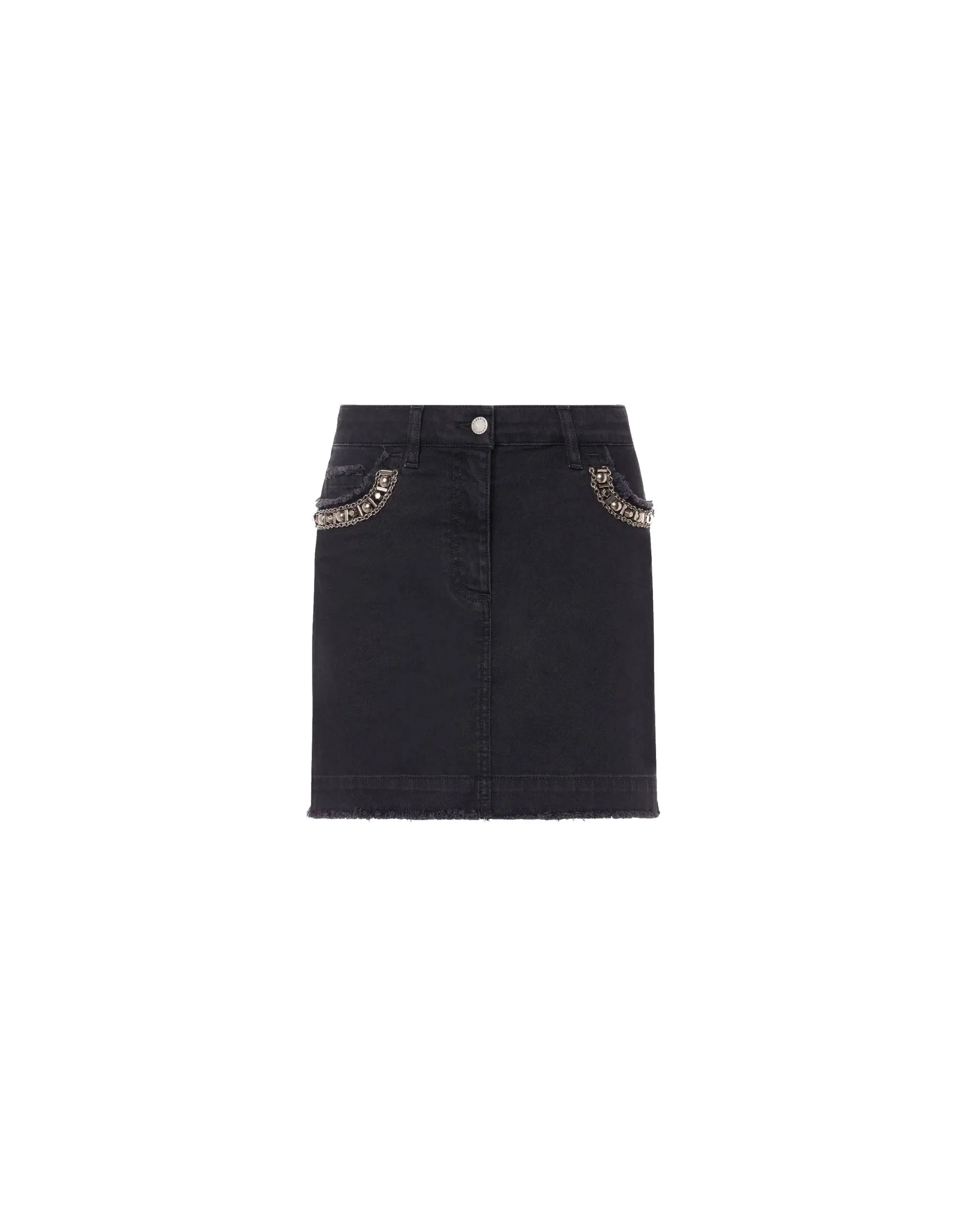 MINI GONNA NERA IN DENIM COTONE