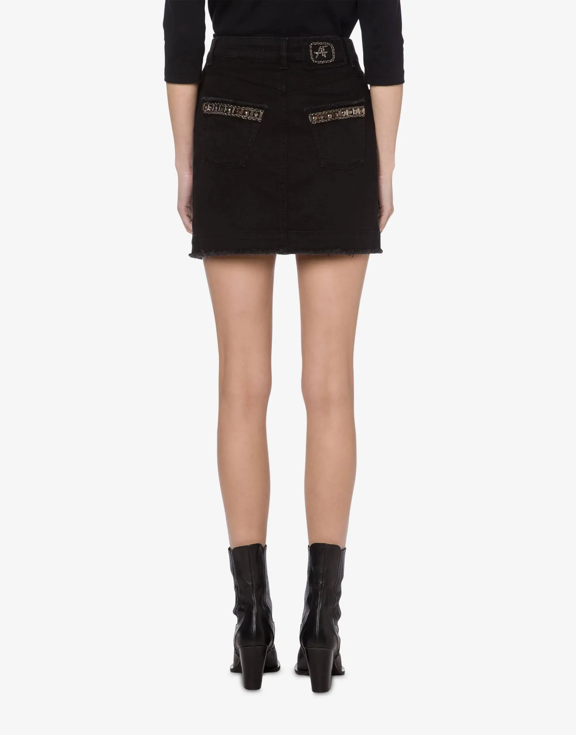 MINI GONNA NERA IN DENIM COTONE
