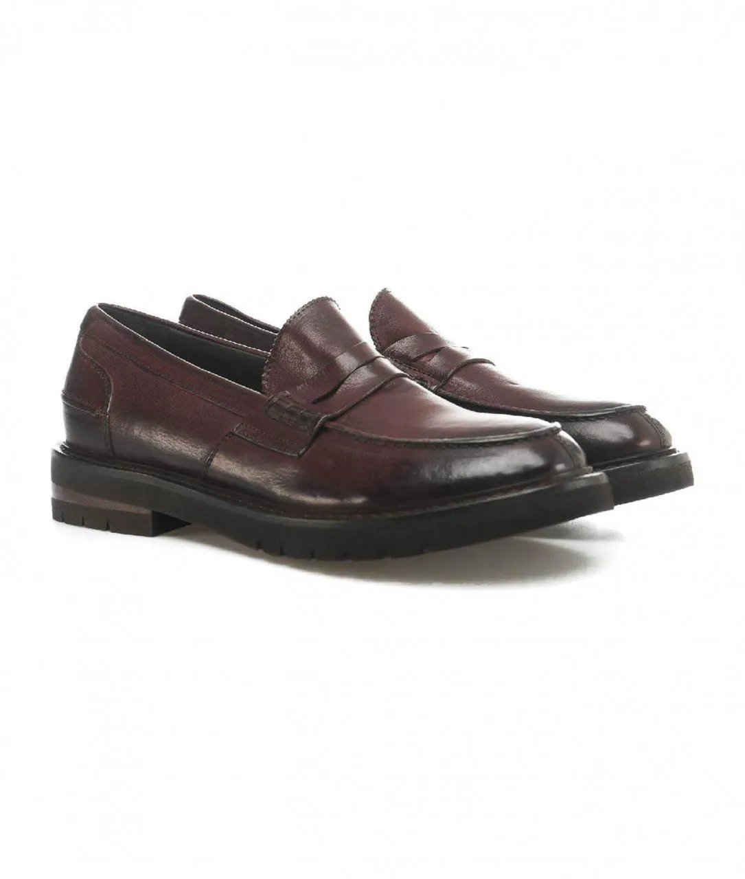 Mocassini in pelle marrone scuro marrone scuro