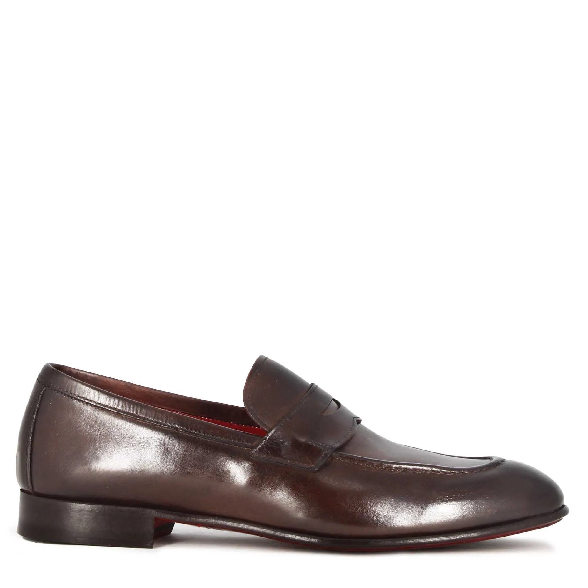 Mocassino classico da uomo in pelle colore marrone scuro
