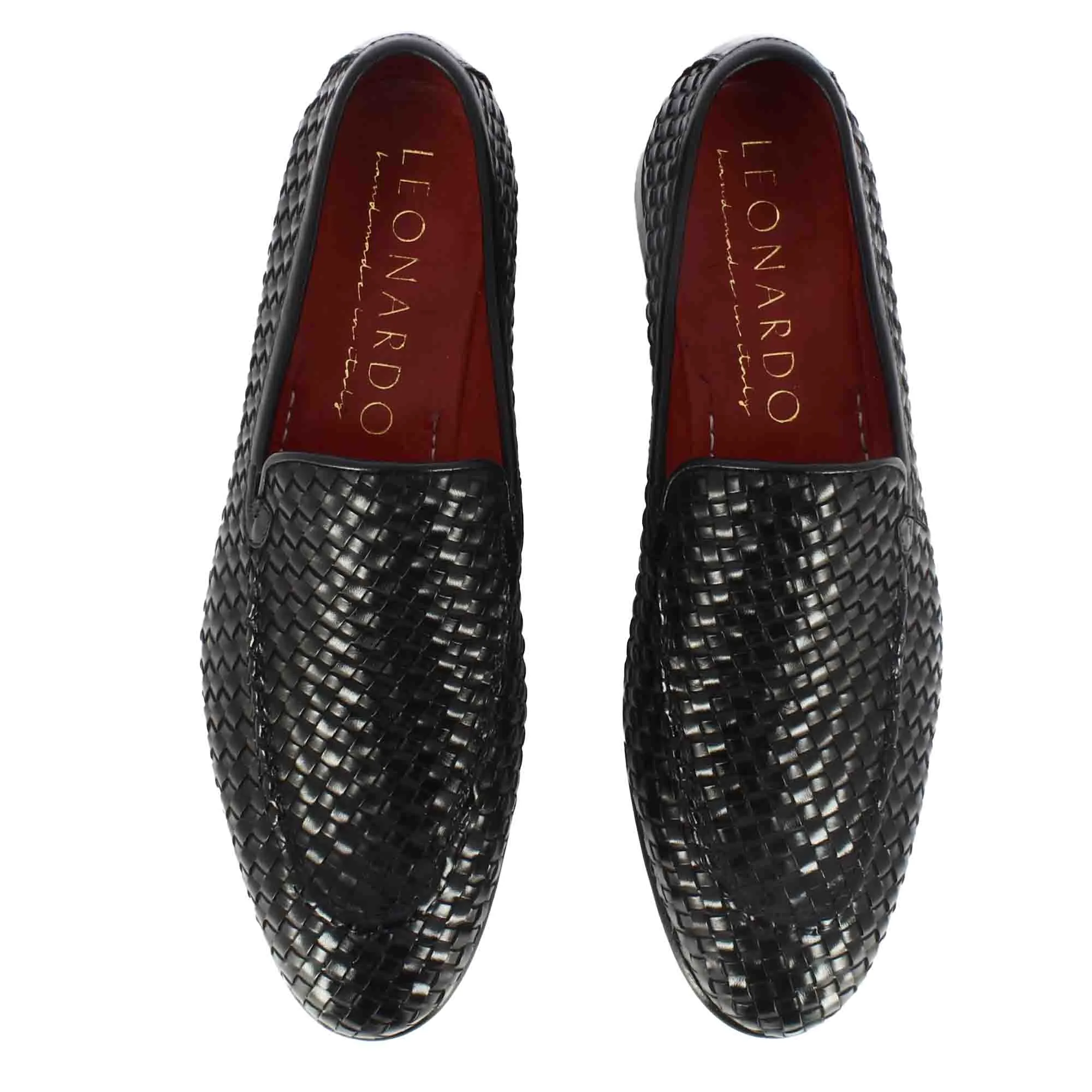 Mocassino classico da uomo in pelle intrecciata colore nero