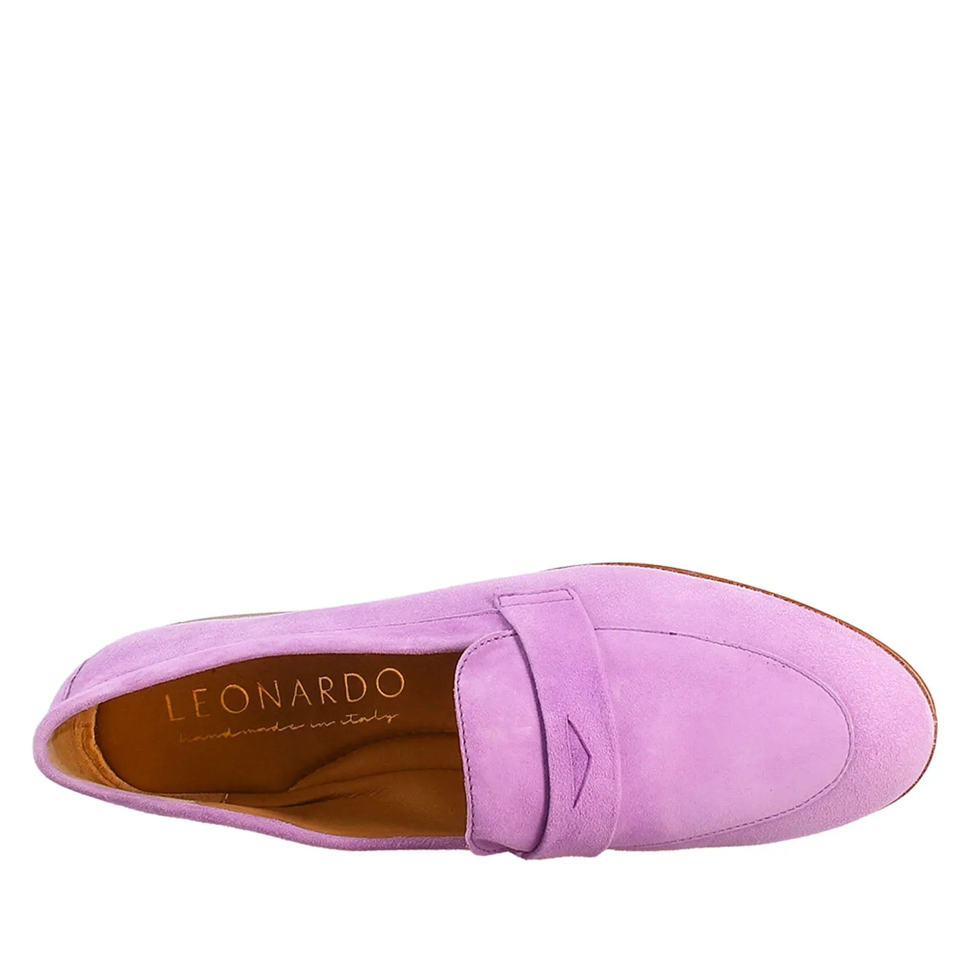 Mocassino da donna a sacchetto in camoscio lilla
