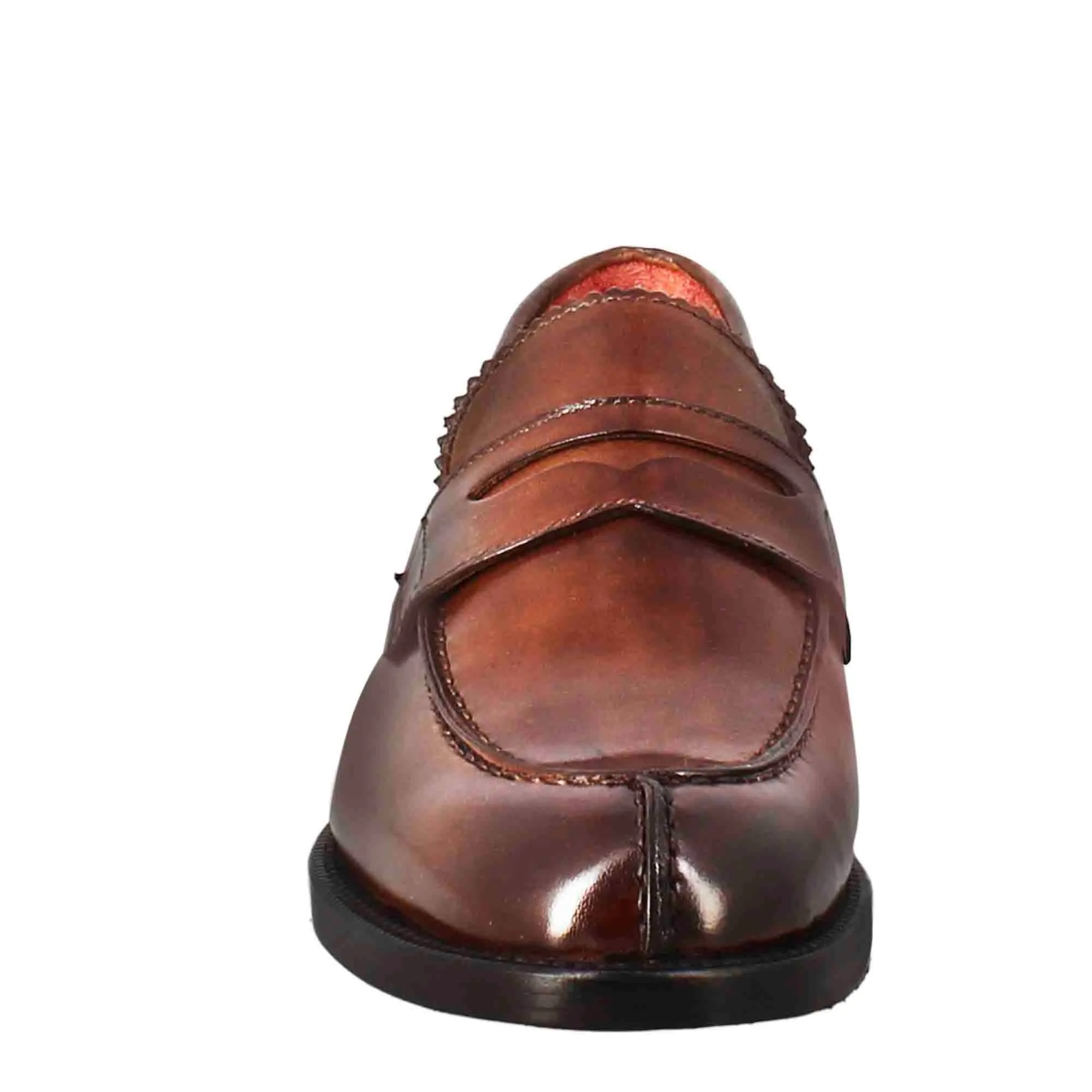 Mocassino da donna con bocca di leone in pelle marrone