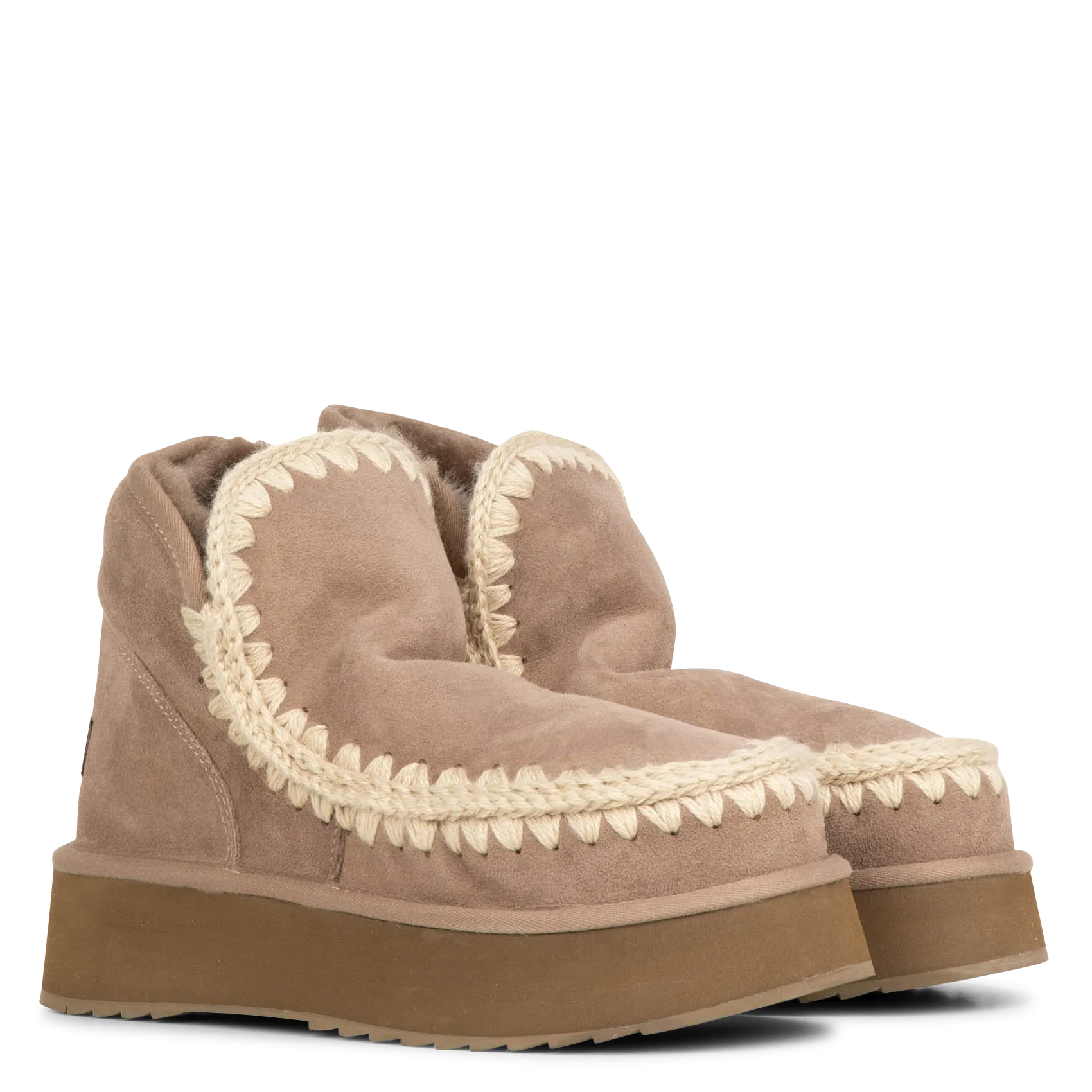  MOU   MINI ESKIMO BOOT - Stivali con plateau in pelle foderata | Grigio