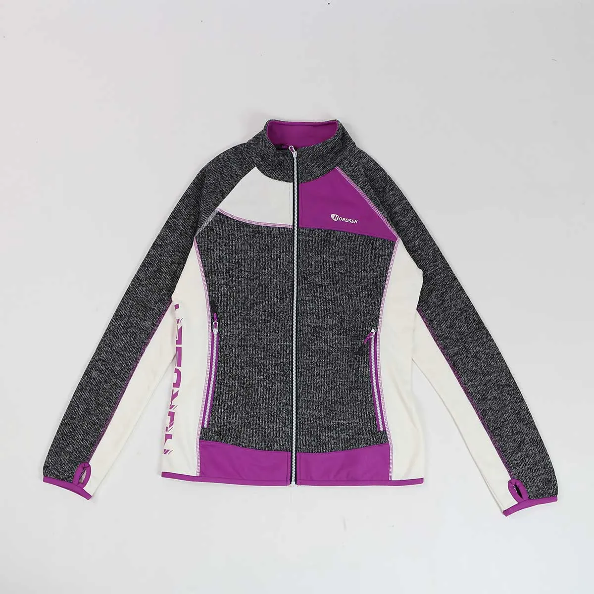 Nordsen maglia donna in tessuto effetto lana grigia e viola