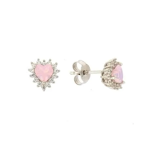 Orecchini Heart in Argento 925 con Opale Rosa