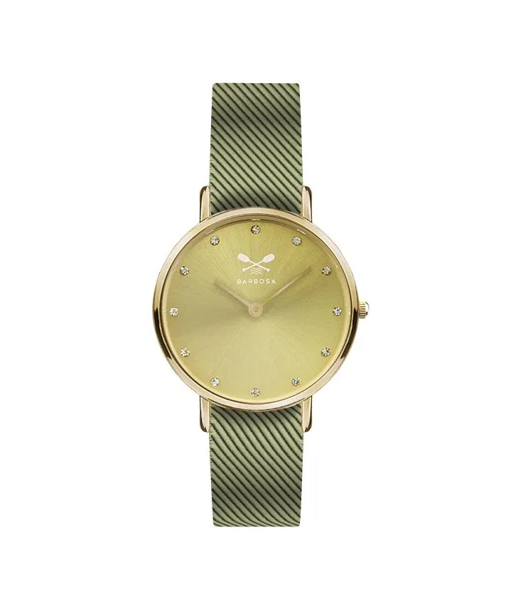 OROLOGIO SUNRAY DORATO CON ZIRCONI dm. 28 JACQUARD VERDE