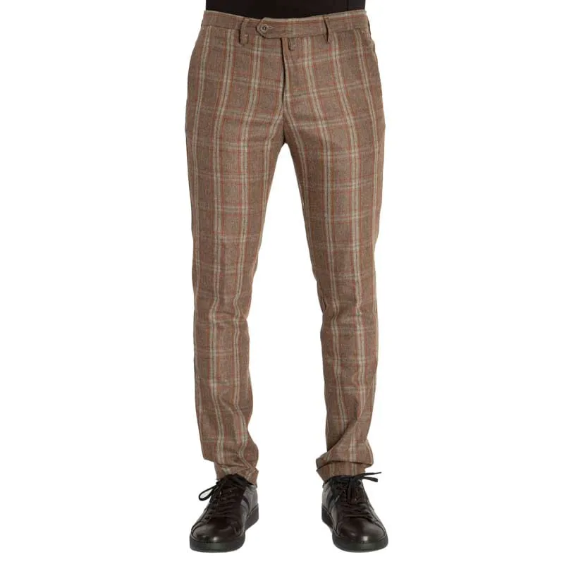 Pantalone a quadri in lana e viscosa 