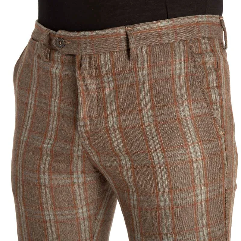 Pantalone a quadri in lana e viscosa 