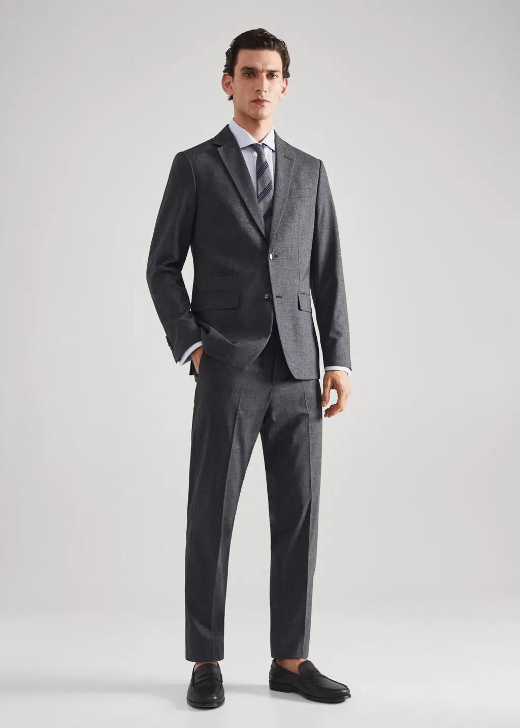 Pantaloni completo slim fit lana