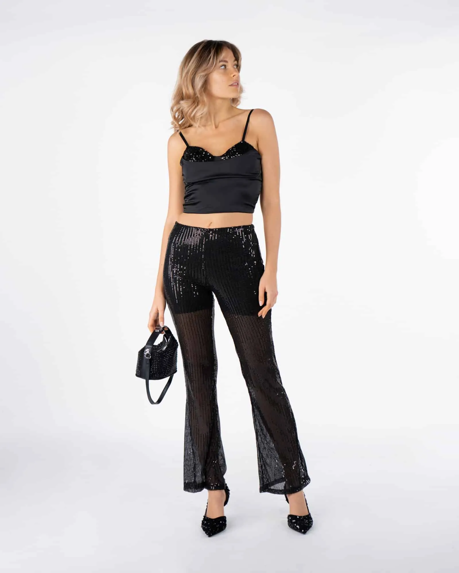 Pantaloni in palliettes - Nero