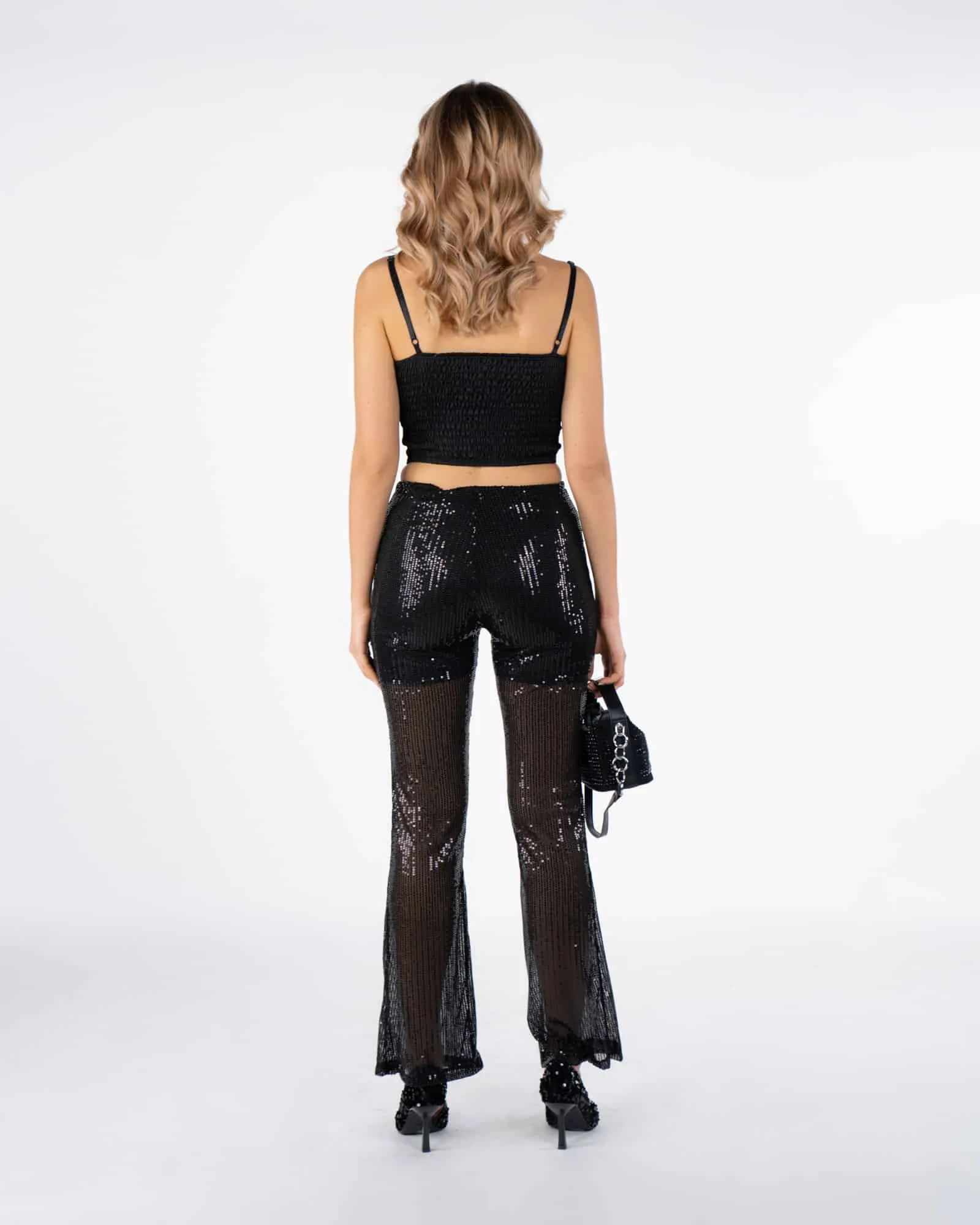 Pantaloni in palliettes - Nero