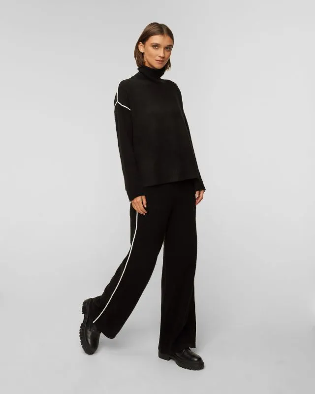 Pantaloni neri in maglia con lana da donna Deha