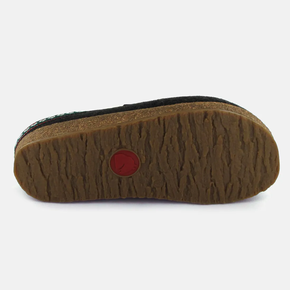 Pantofola Haflinger Grizzly Franzl verde in lana