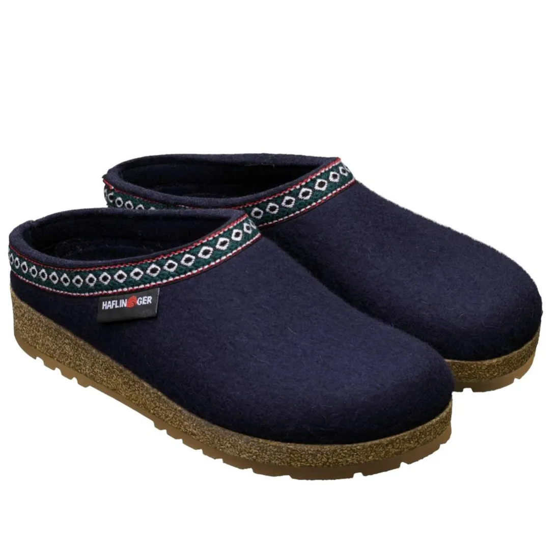 Pantofola uomo Haflinger Grizzly Franzl verde in lana