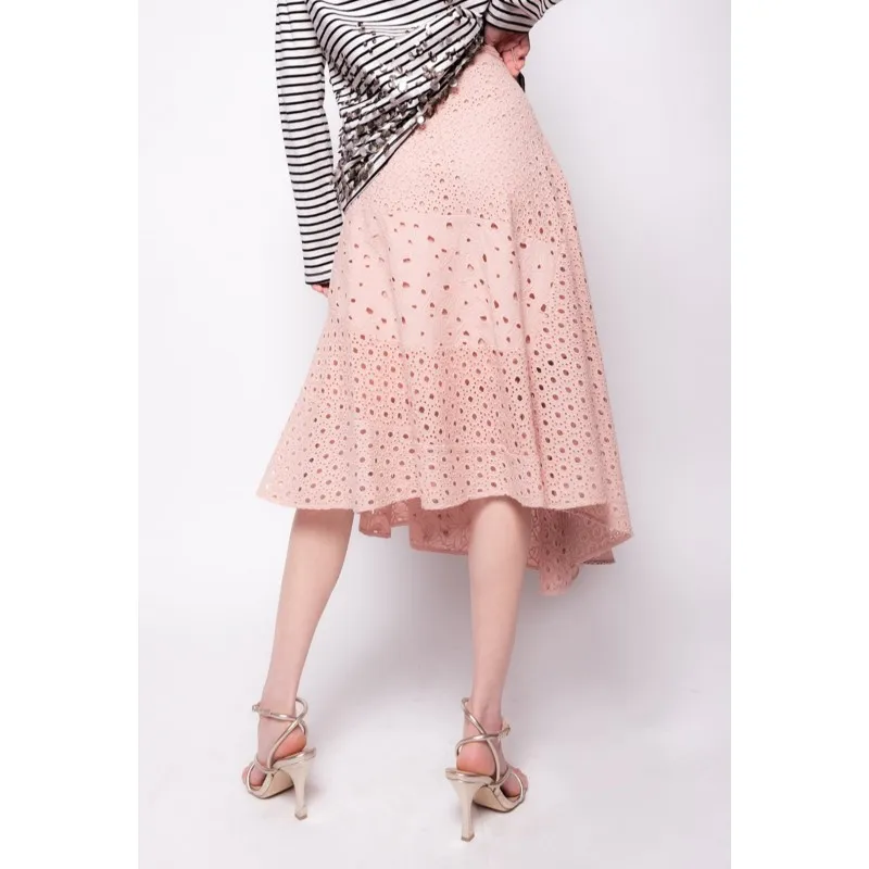 PINKO gonna ISPICA ampia in sangallo PINK