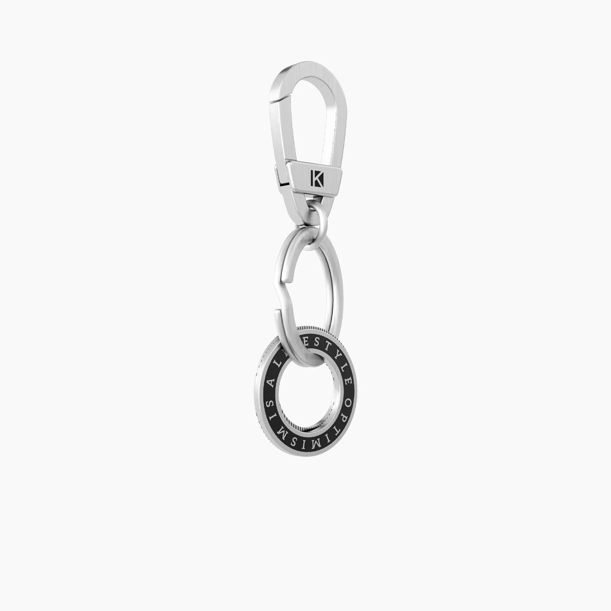 Portachiavi in acciaio con doppio ciondolo tondo OPTIMISM IS A LIFESTYLE - 781005