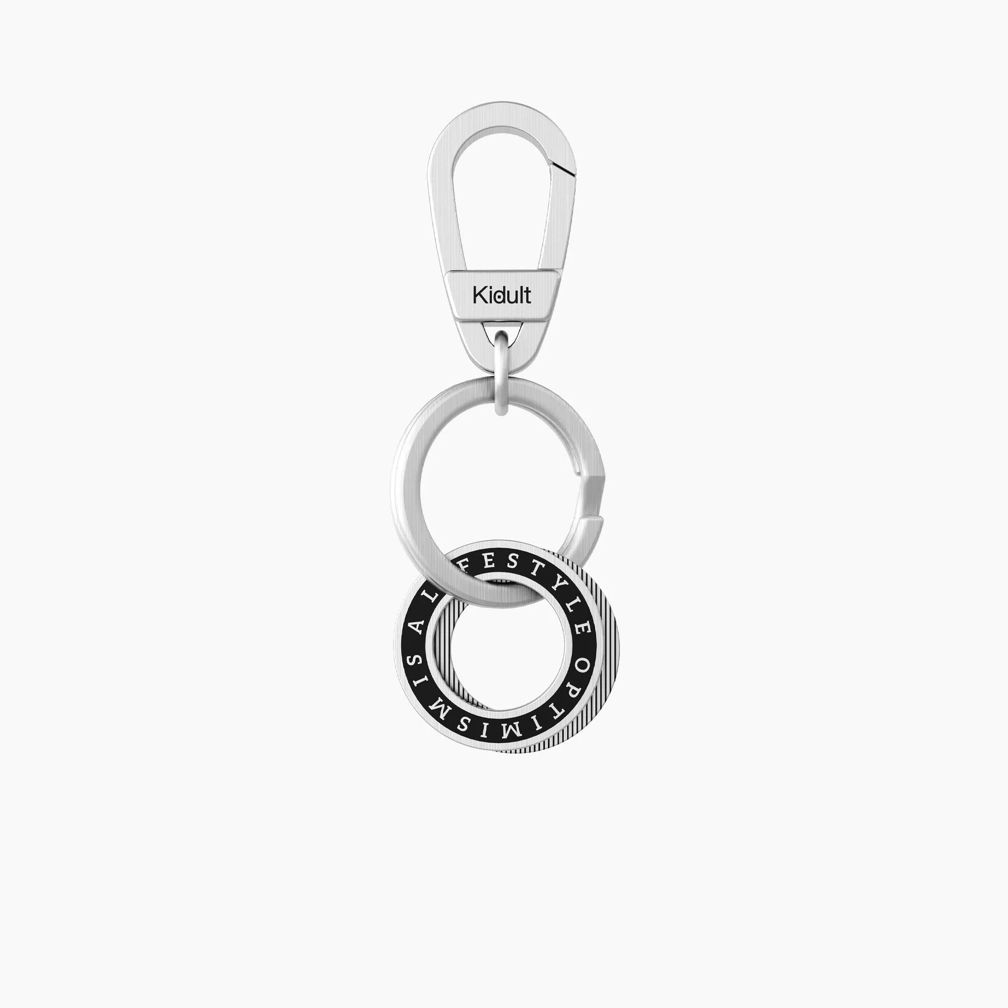 Portachiavi in acciaio con doppio ciondolo tondo OPTIMISM IS A LIFESTYLE - 781005
