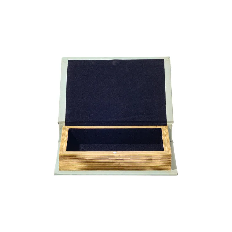 Puebco Scatola libro in velluto azzurro