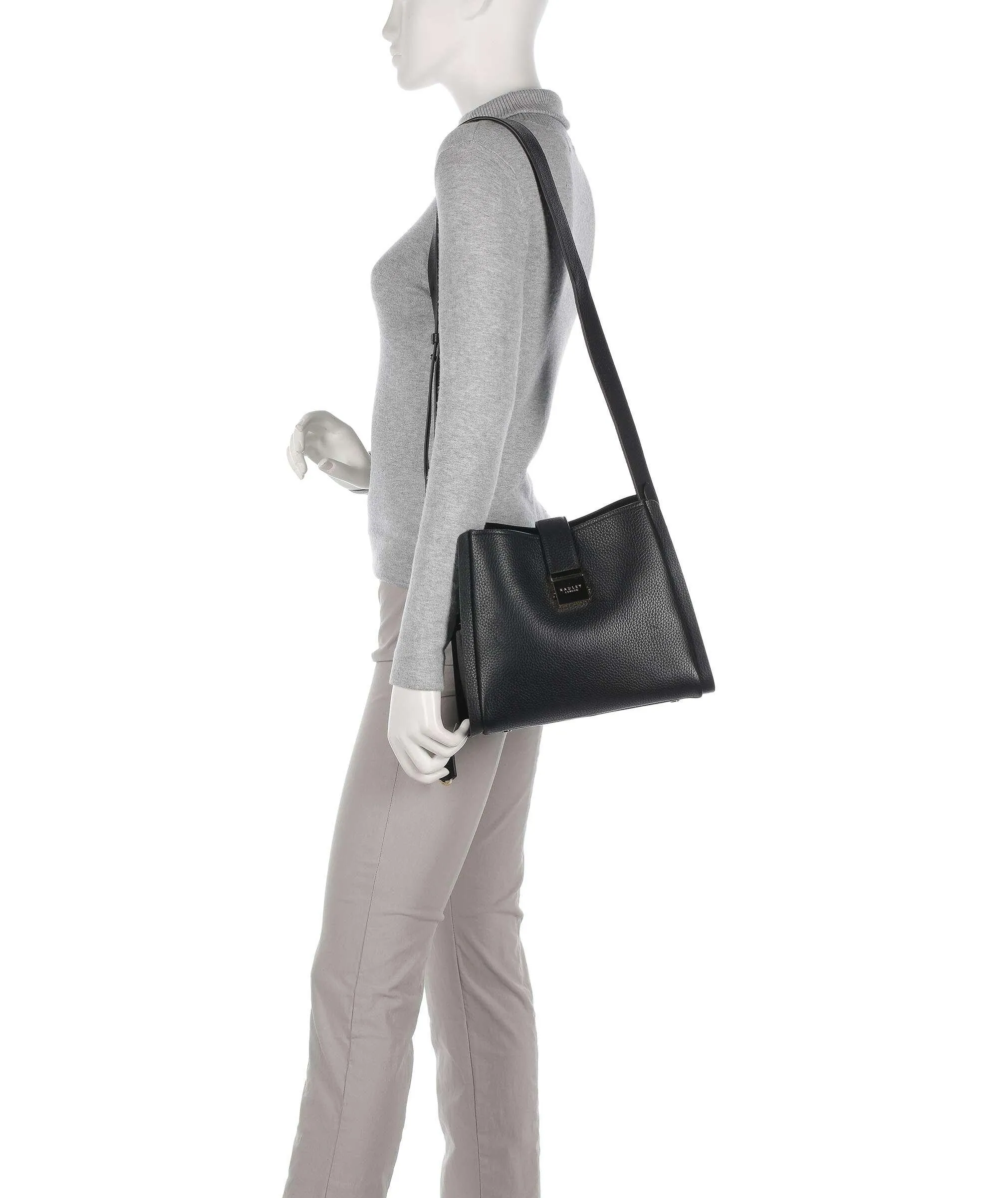  Radley London Sloane Street Borsa a tracolla pelle di vacchetta grana nero  