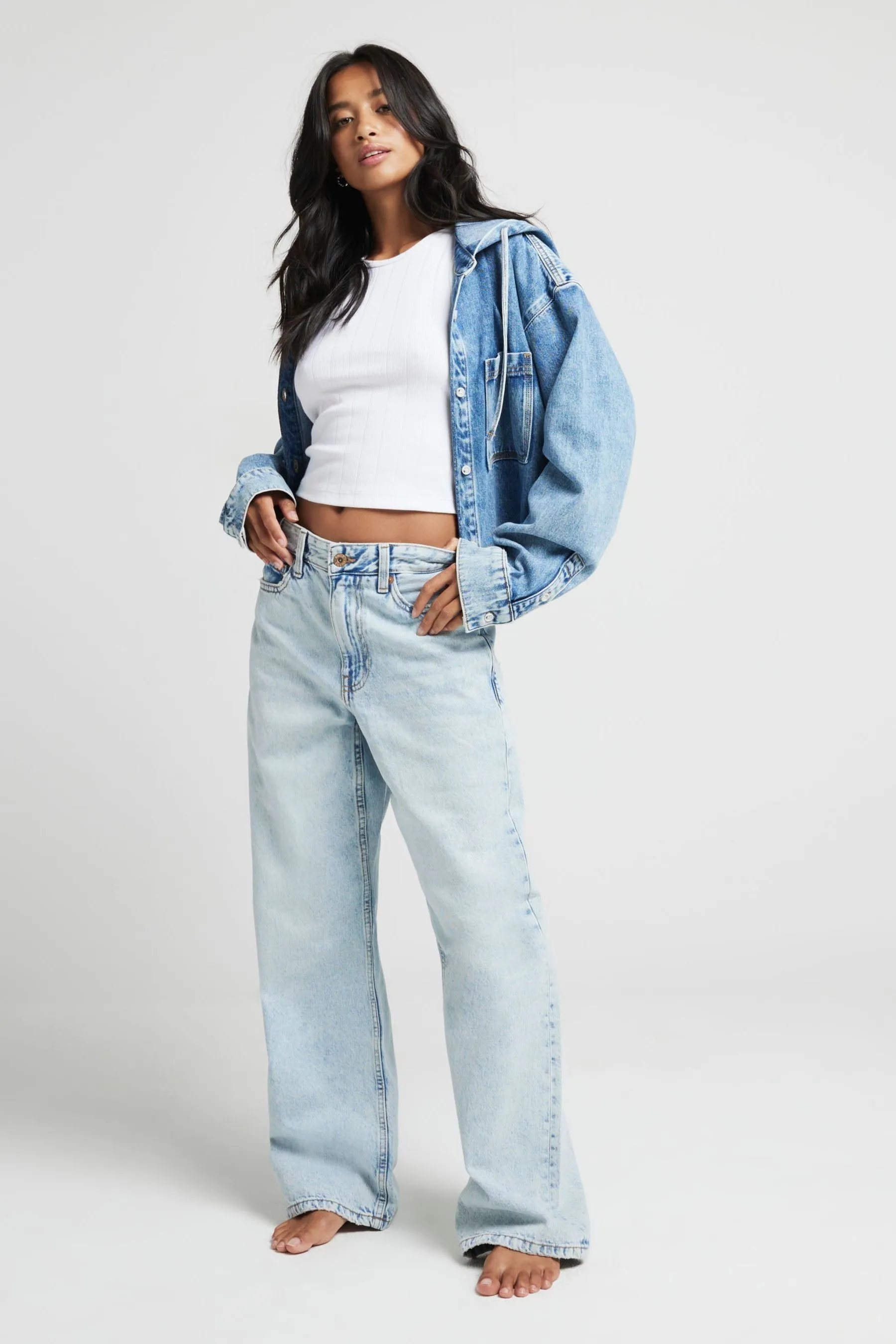 River Island - Jeans comoda e dritta a vita alta