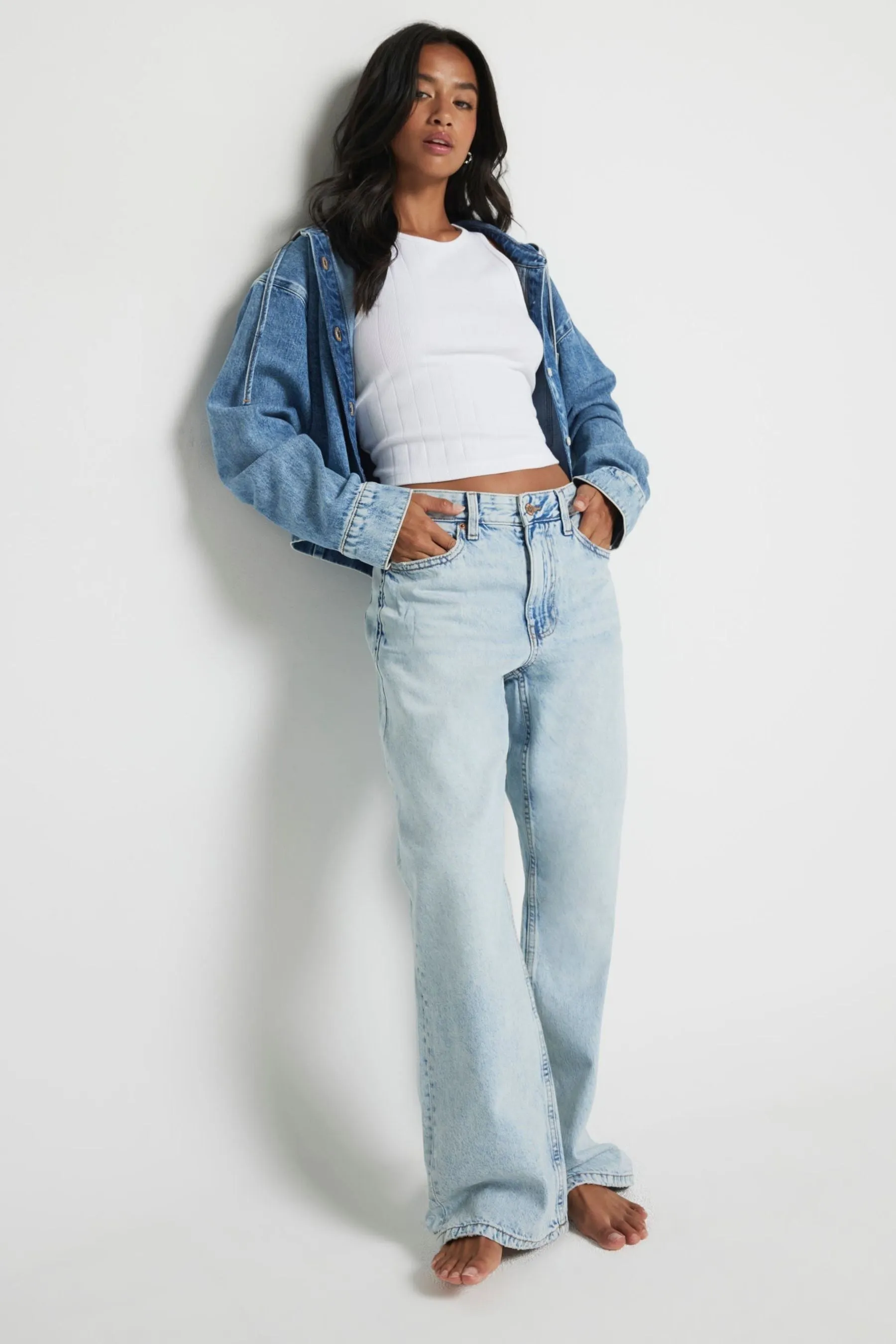 River Island - Jeans comoda e dritta a vita alta