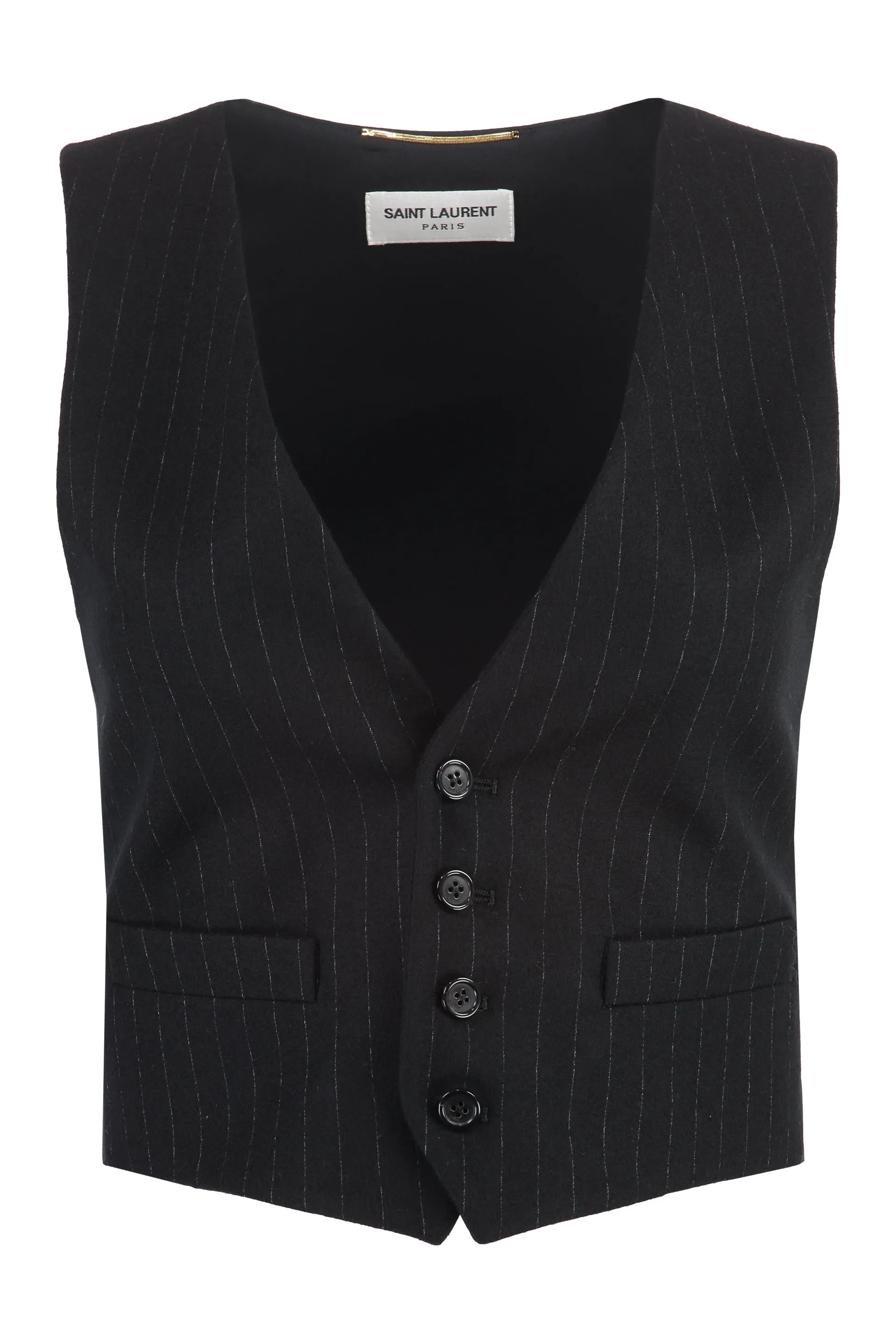 Saint Laurent Gilet monopetto in lana vergine