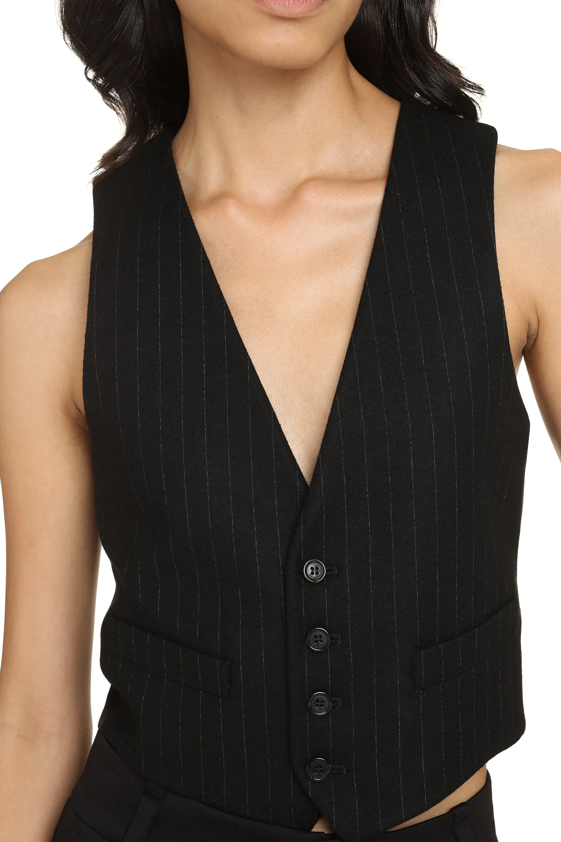 Saint Laurent Gilet monopetto in lana vergine
