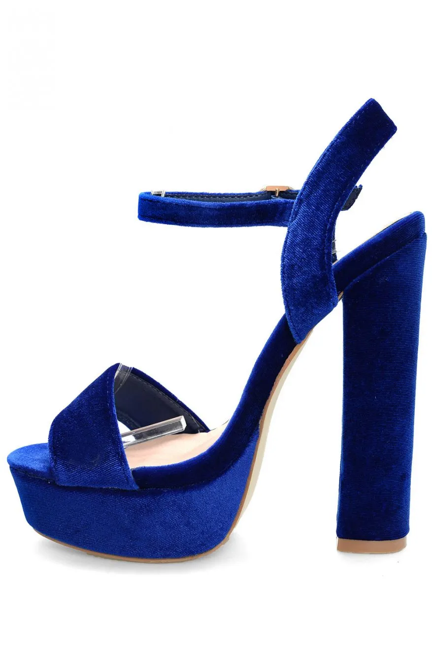 Sandali con tacco alto in velluto Sfera - Blu