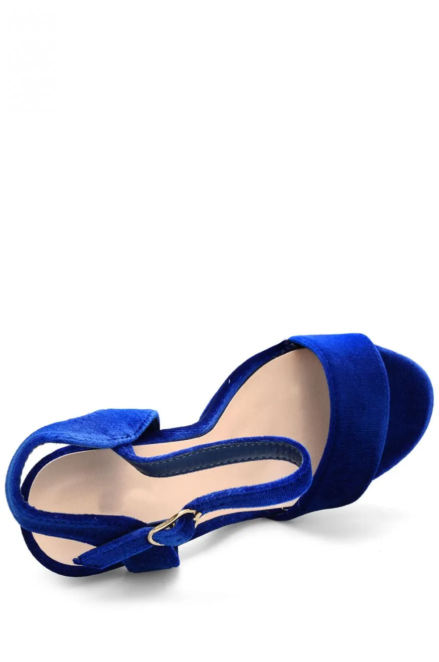 Sandali con tacco alto in velluto Sfera - Blu
