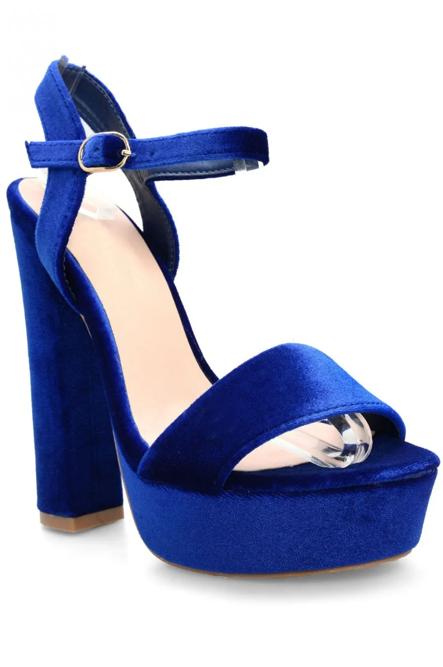 Sandali con tacco alto in velluto Sfera - Blu