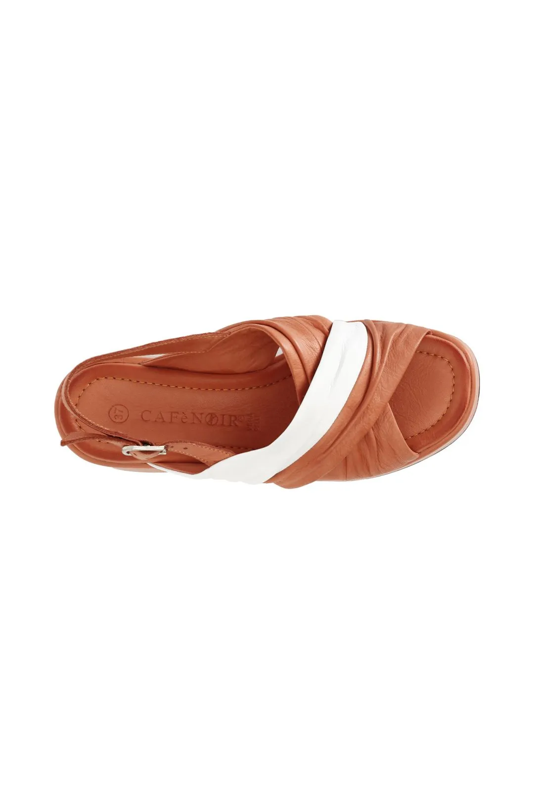 sandali incrocio bicolor in pelle arancio/bianco