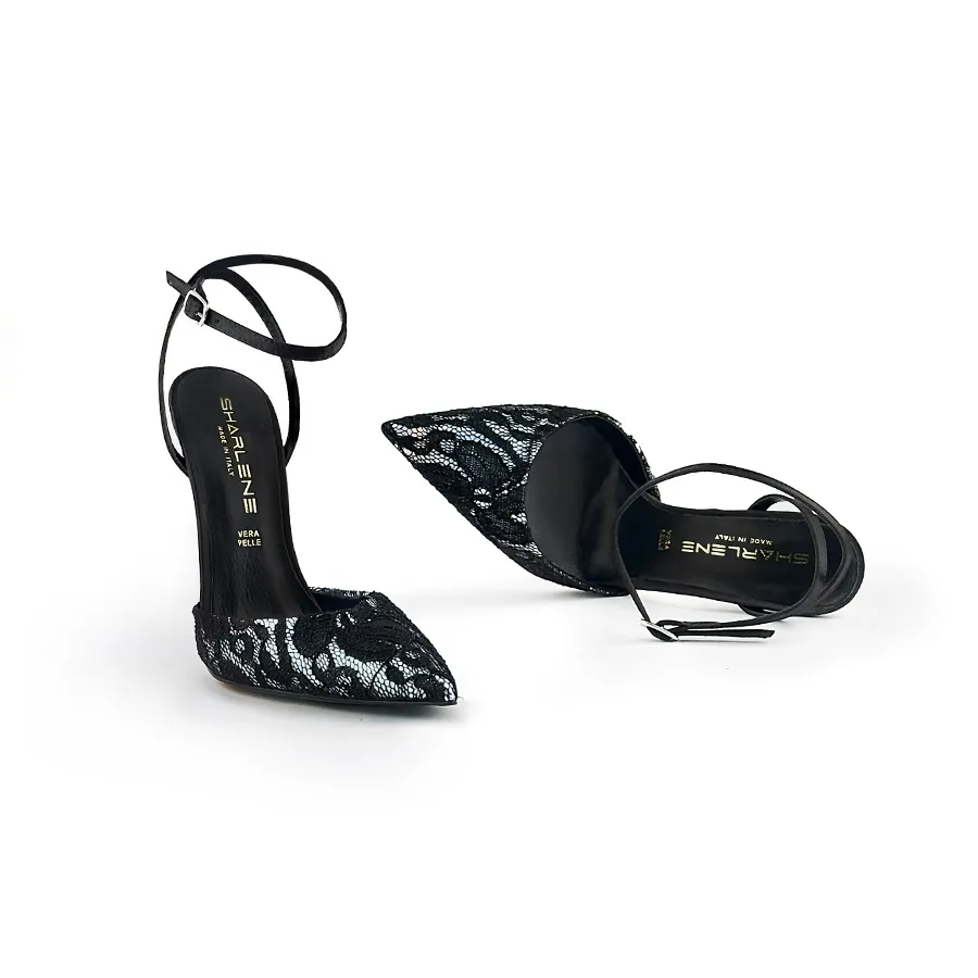 Sandalo raso nero/ pizzo  – Cod. 49350 