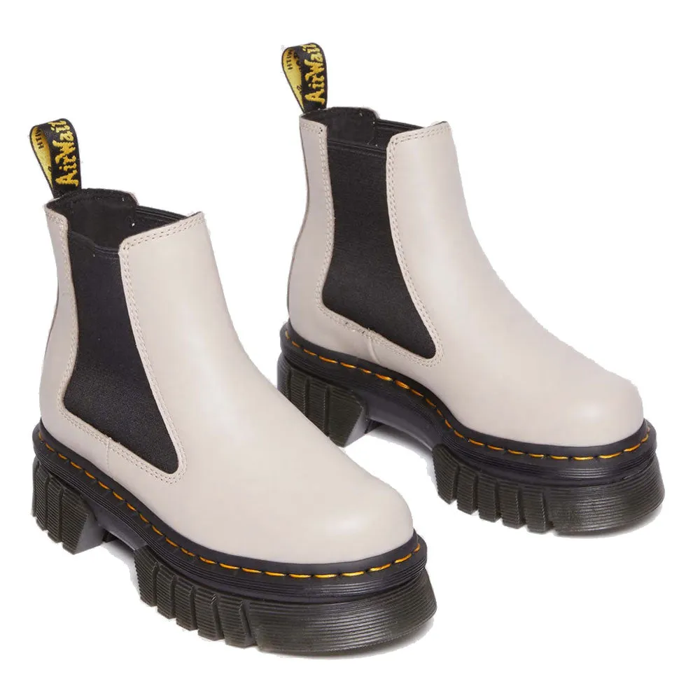 Scarpe Donna DR. MARTENS Stivaletti Chelsea Platform linea Audrick in Pelle Nappa Lux Vintage Taupe